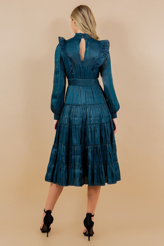 Time For Teal Ruffle Tiered Dress-Dresses-KCoutureBoutique, women's boutique in Bossier City, Louisiana