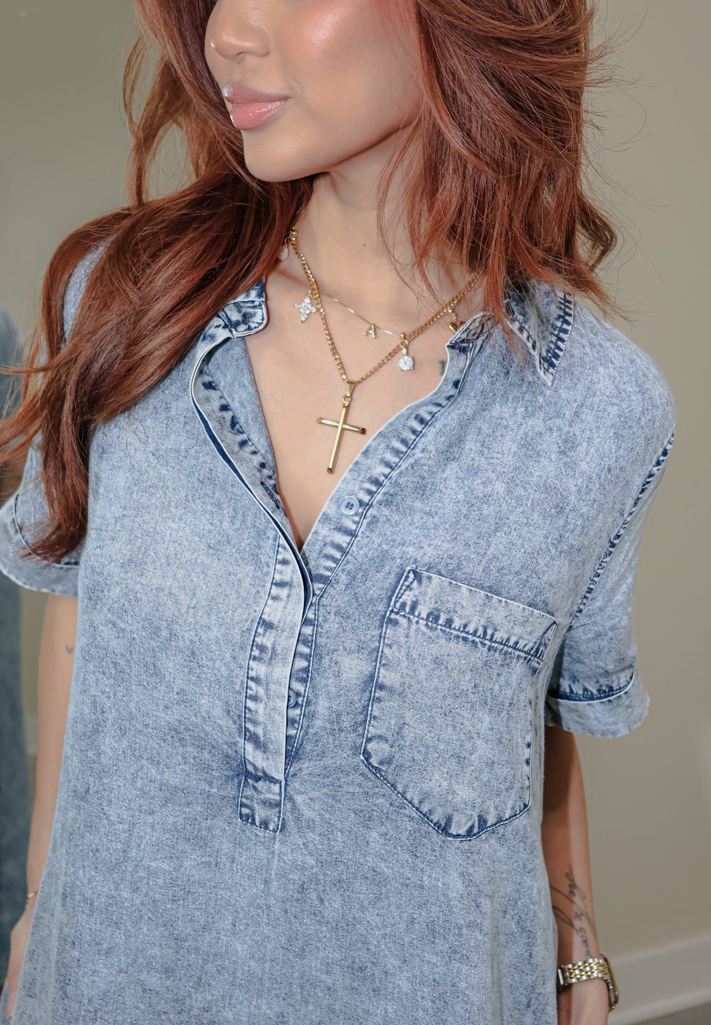 Timeless Tones Midi Denim Shirt Dress