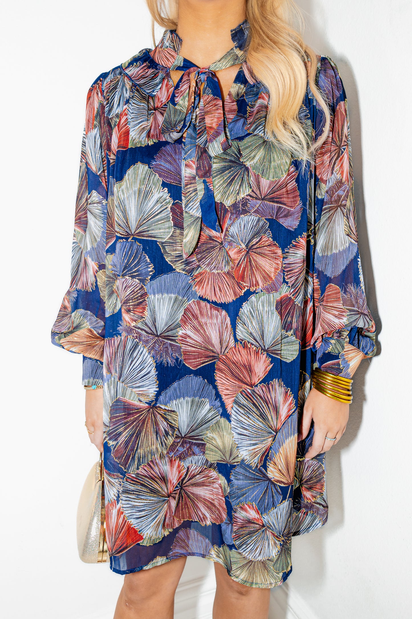 Twilight Petals Tie Neck Dress