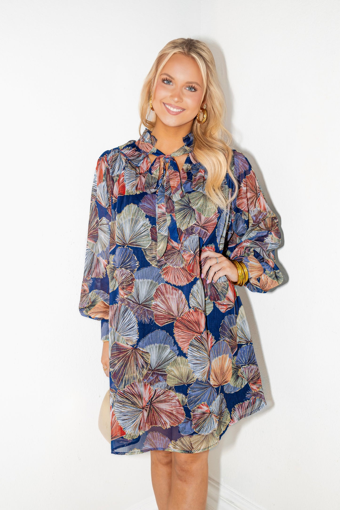 Twilight Petals Tie Neck Dress