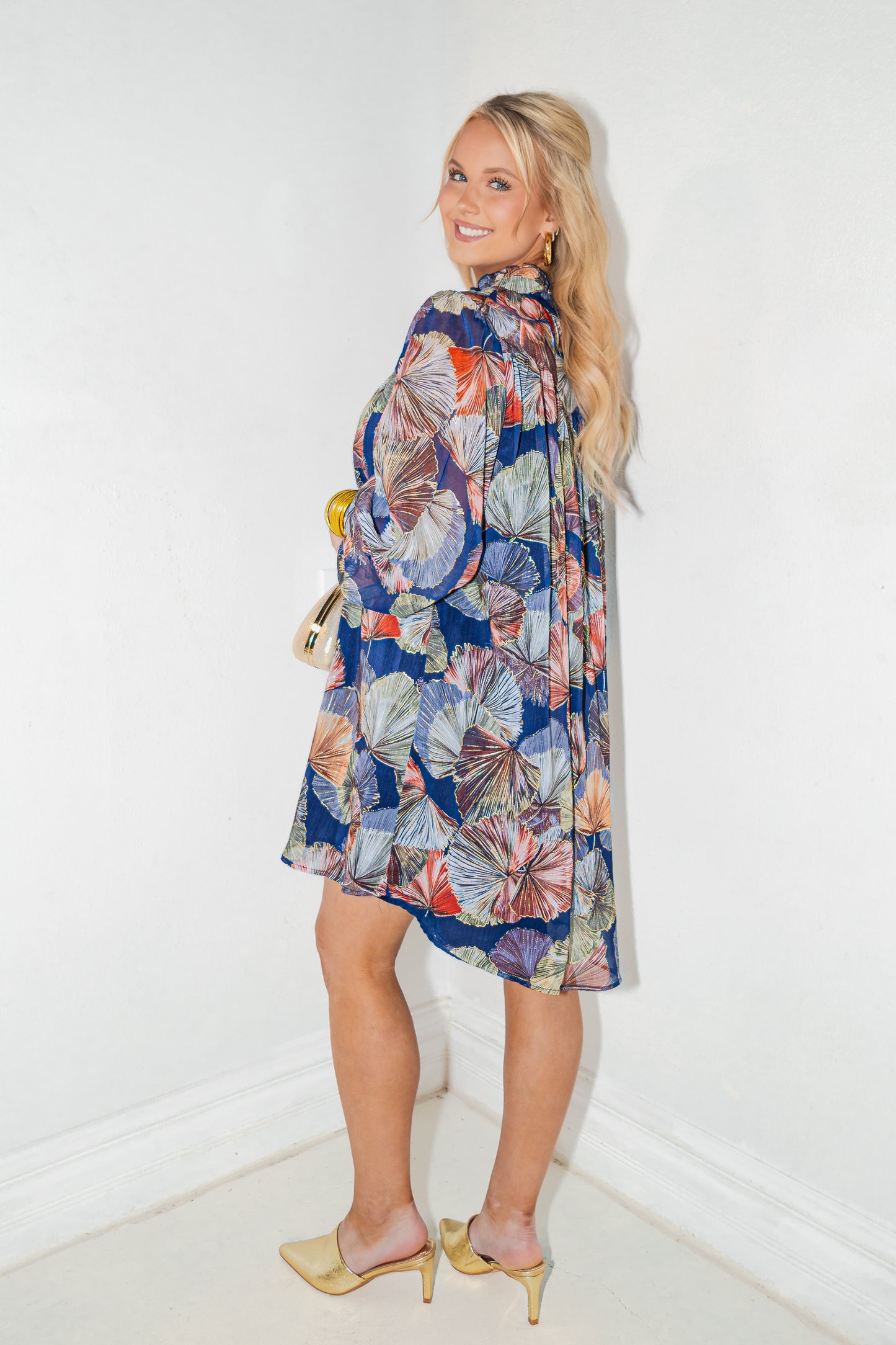 Twilight Petals Tie Neck Dress
