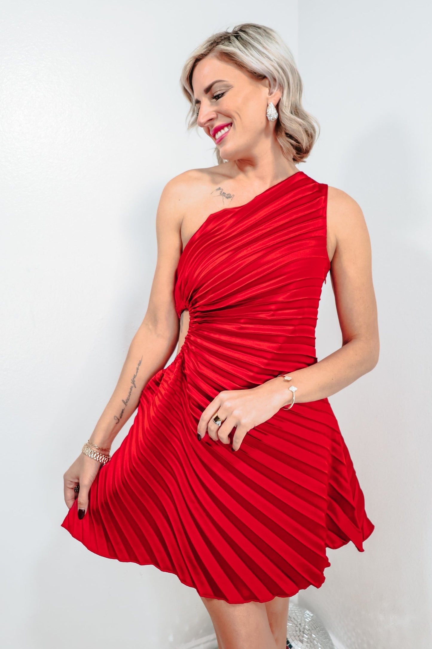 Twist Of Chic Pleated Mini Dress