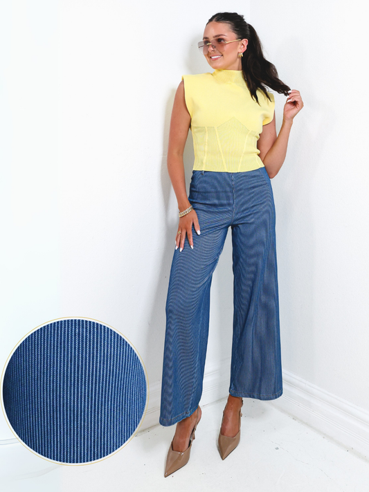 Lysse Erin Pinstripe Wide Leg Jeans