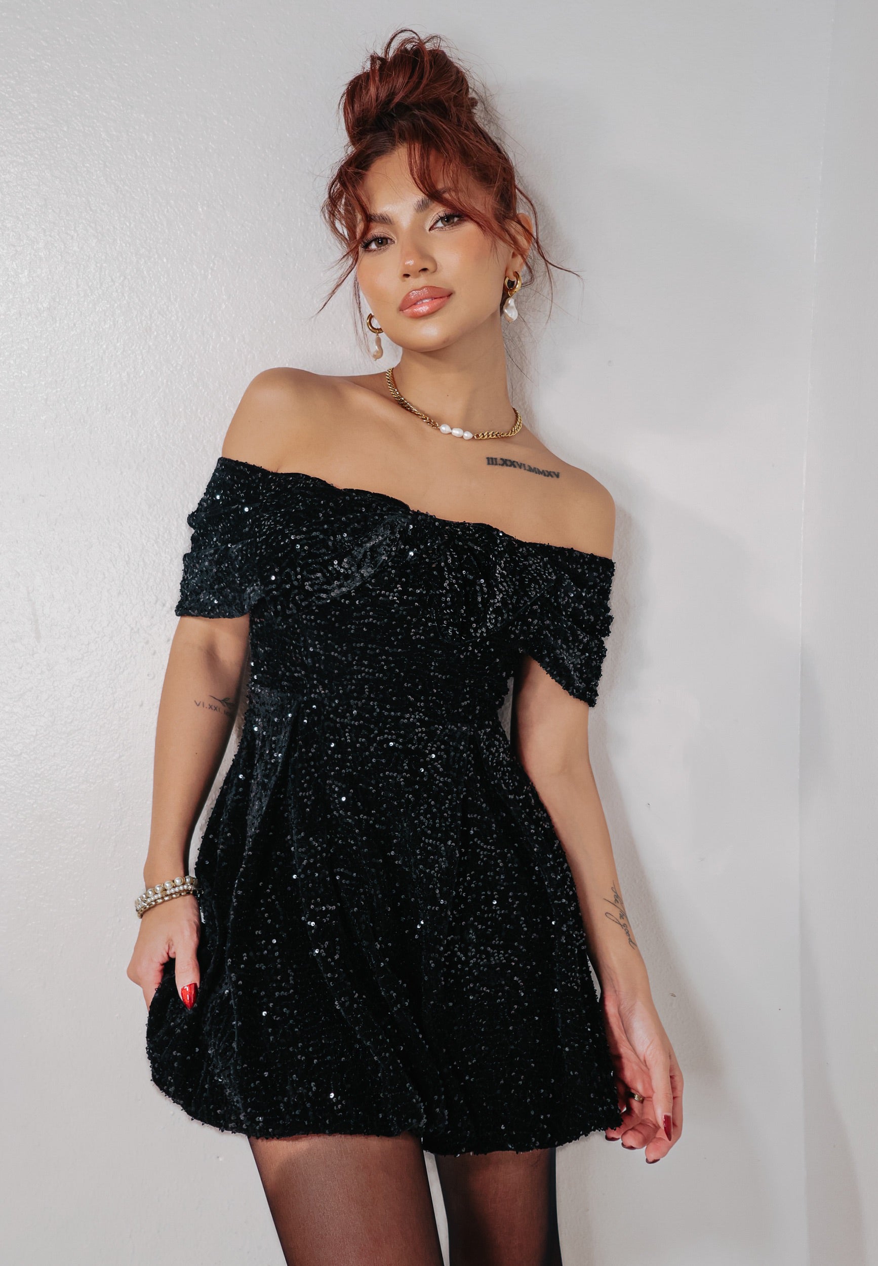 Velvet Bows Sequin Mini Dress KCoutureBoutique Velvet Bows Sequin Mini Dress KCoutureBoutique