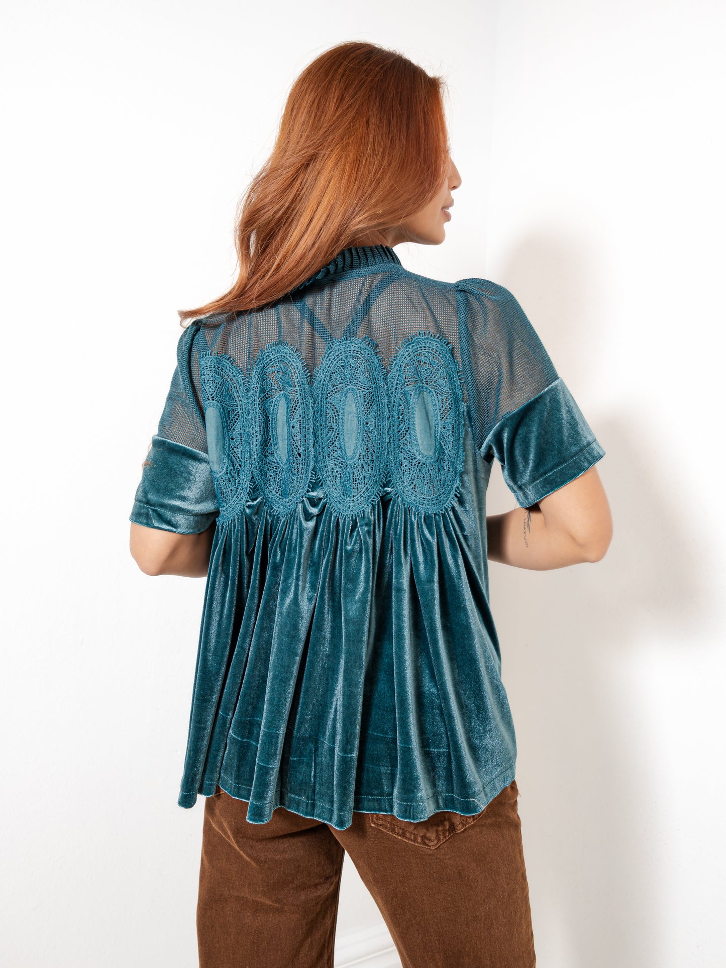 Velvet Muse Lace Detail Babydoll Top