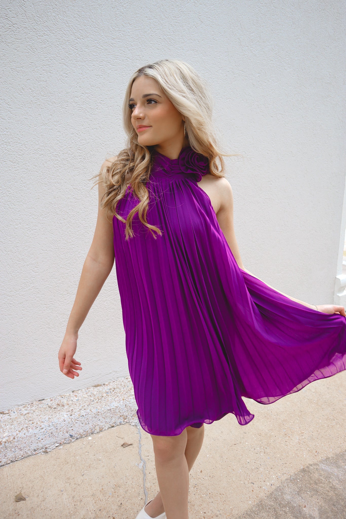 Very Violet Rose Pleated Dress-Dress-KCoutureBoutique, women's boutique in Bossier City, Louisiana