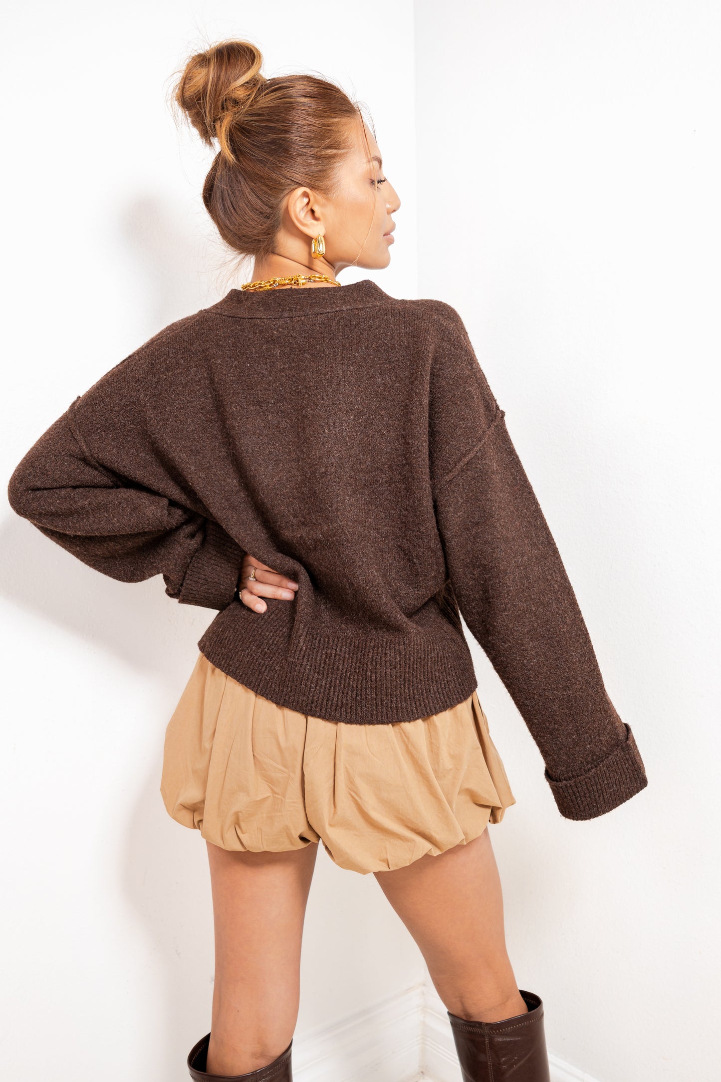 Warm in Gold Accent Cardigan Top