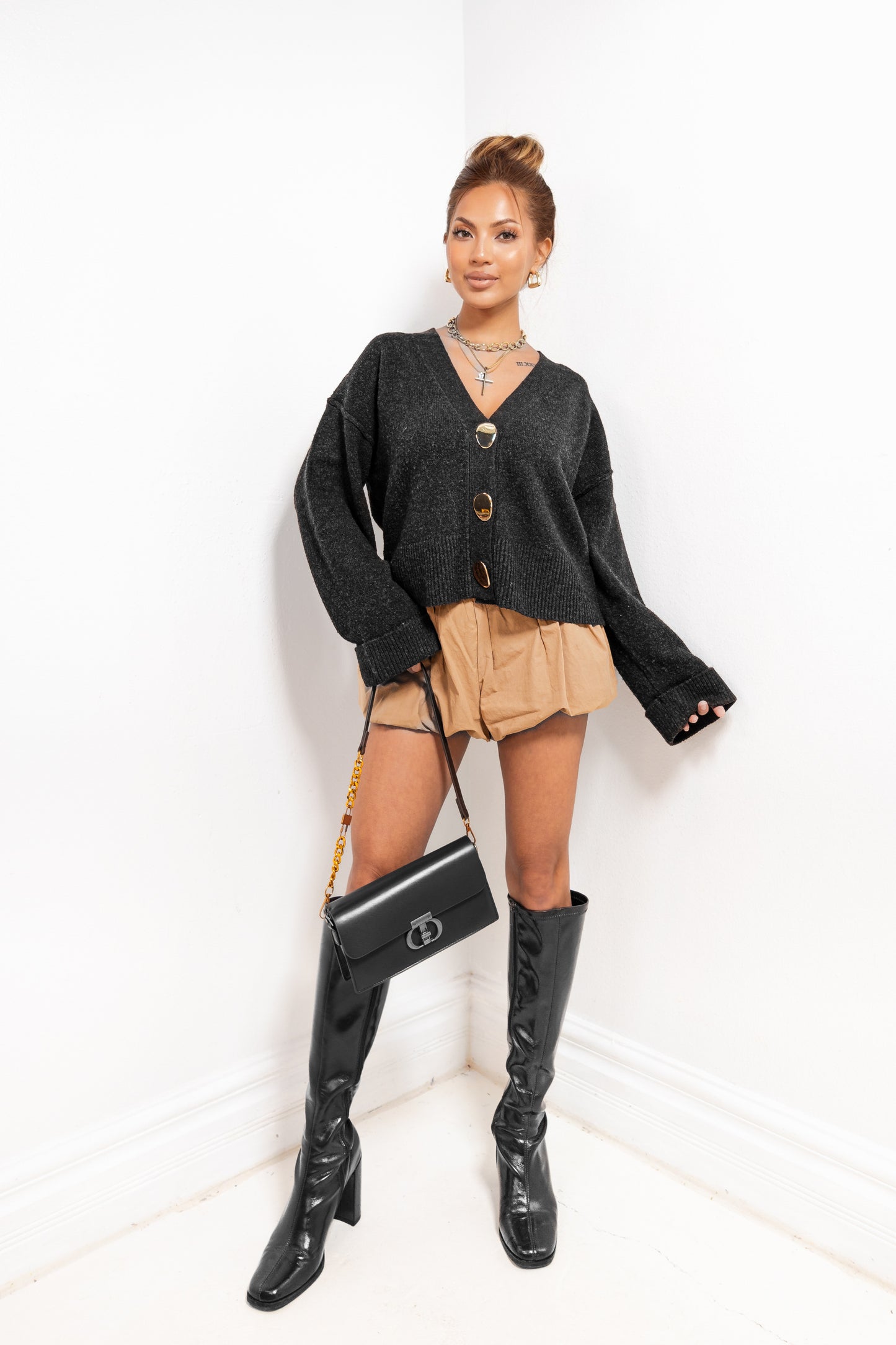 Warm in Gold Accent Cardigan Top