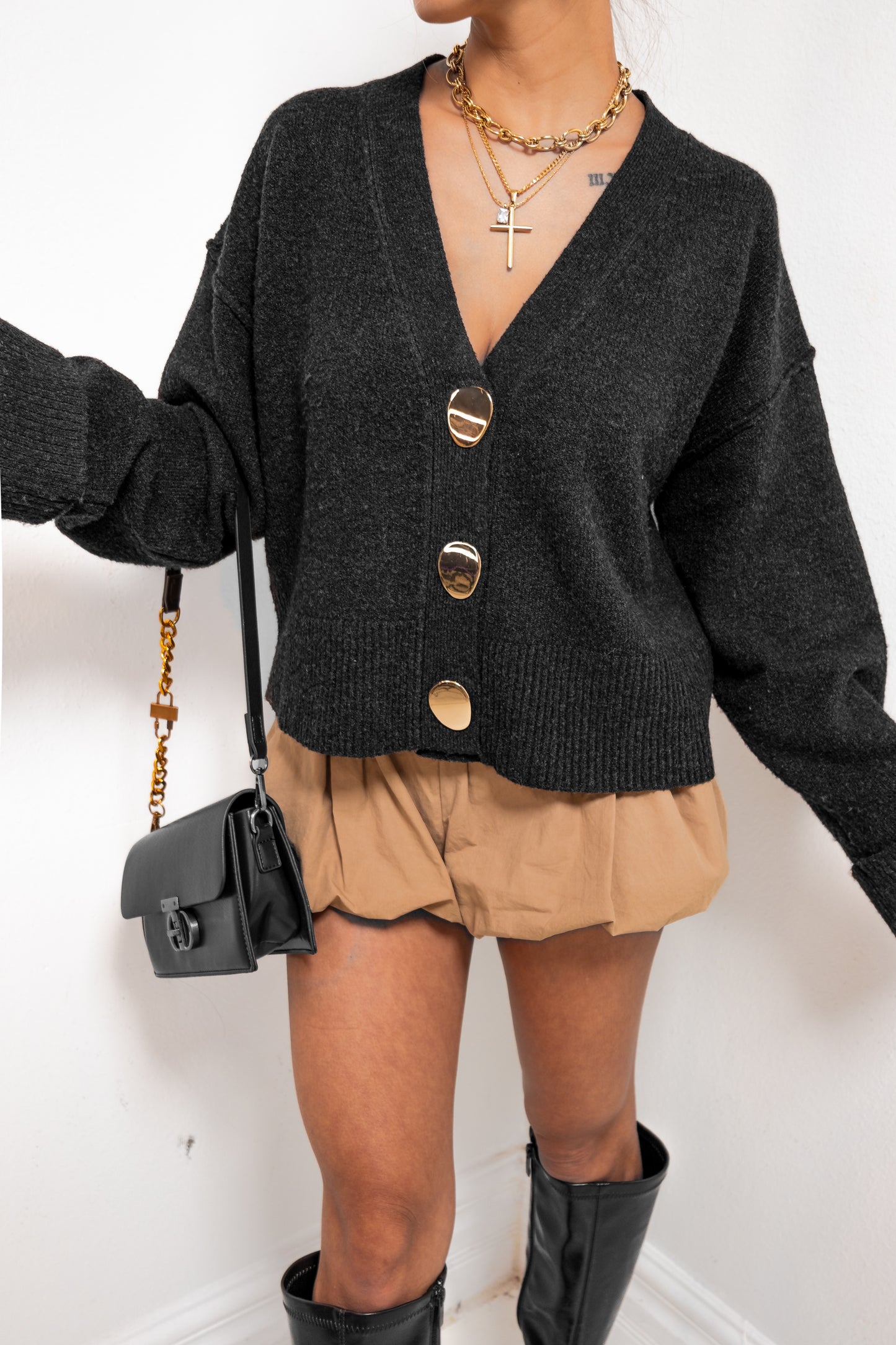 Warm in Gold Accent Cardigan Top
