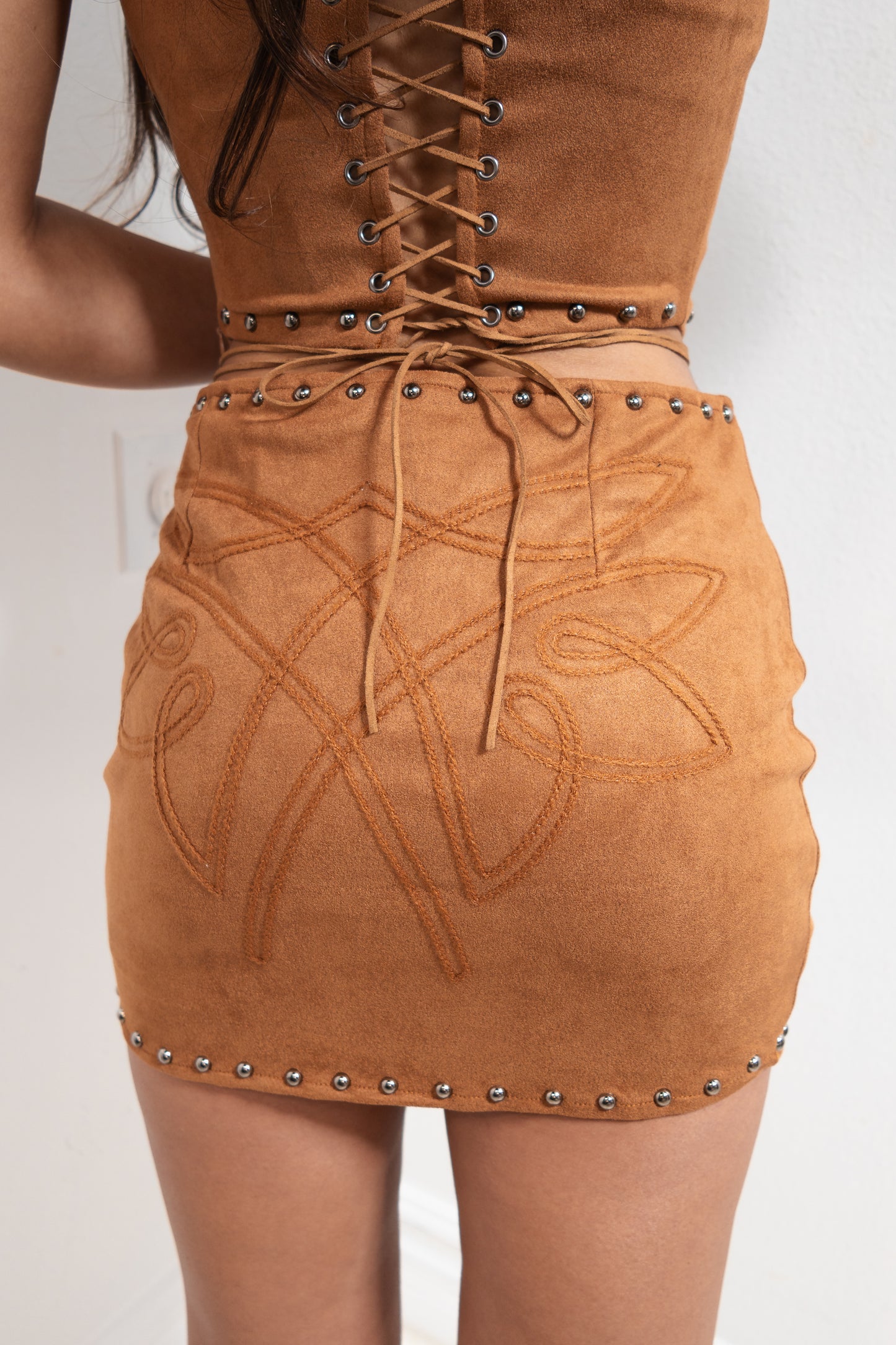 Western Starlet Suede Studded Set