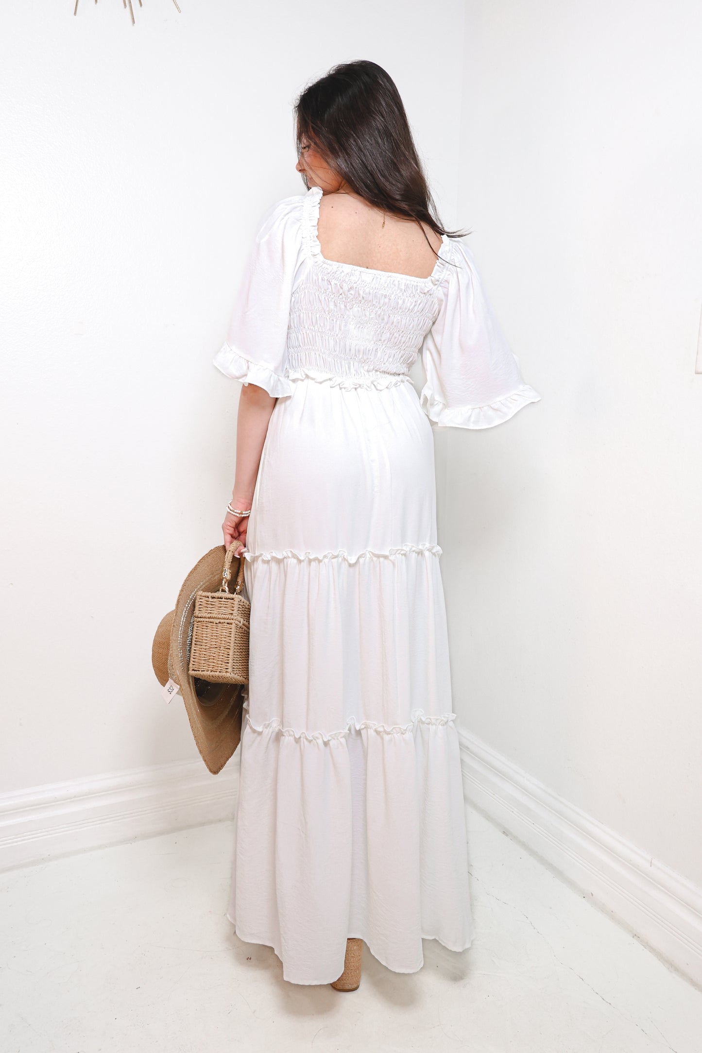 White Magnolia Smocked Maxi Dress