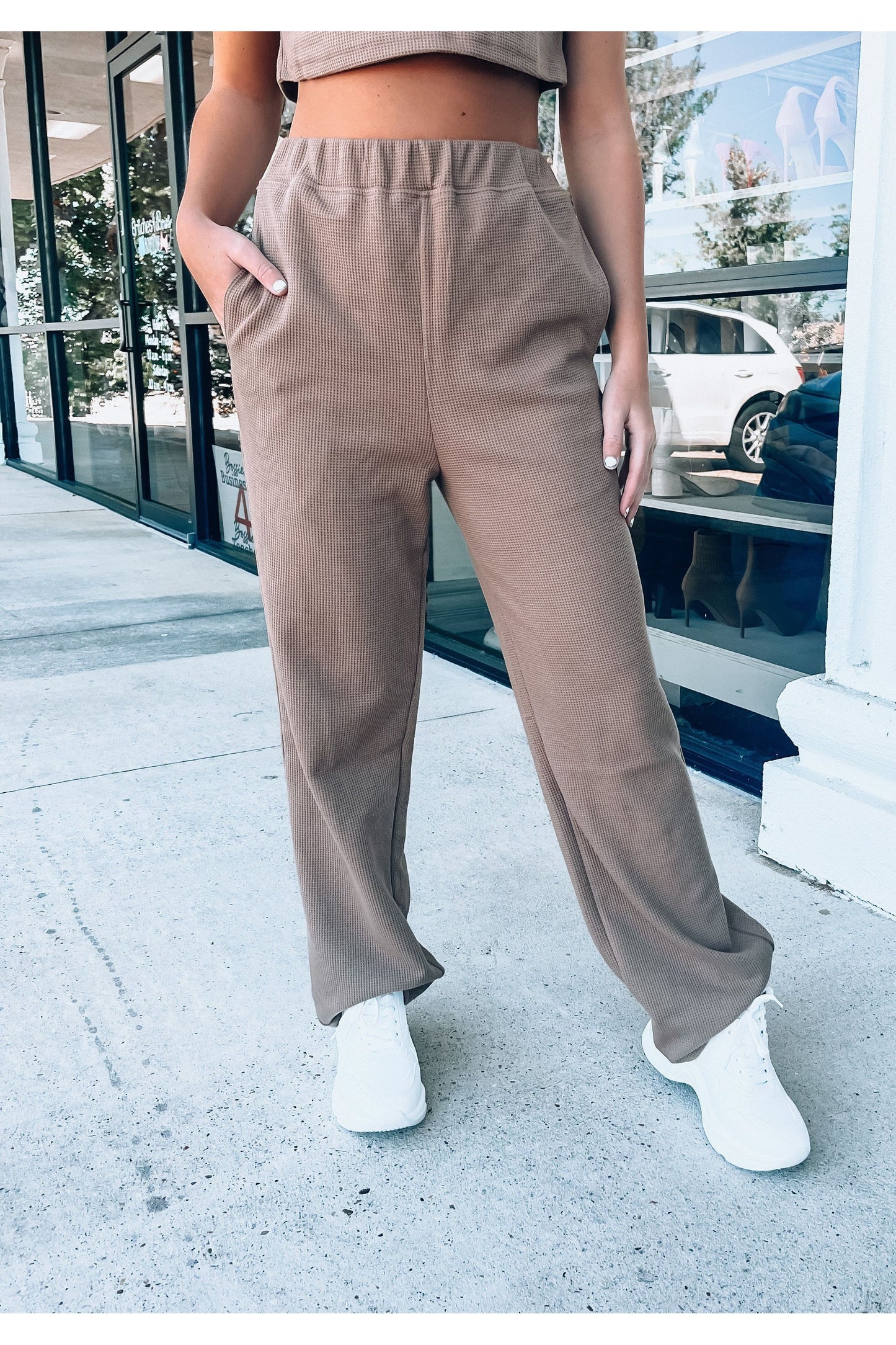 Whitley Waffle Knit Wide Leg Pant-Bottoms-KCoutureBoutique, women's boutique in Bossier City, Louisiana