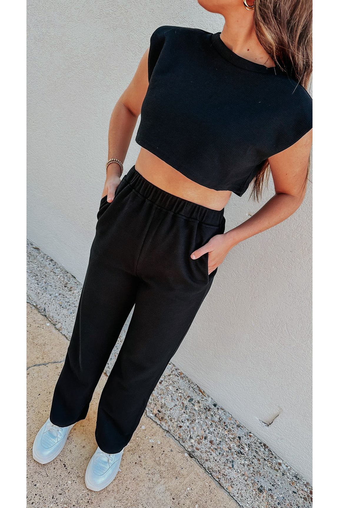 Whitley Waffle Knit Wide Leg Pant-Bottoms-KCoutureBoutique, women's boutique in Bossier City, Louisiana