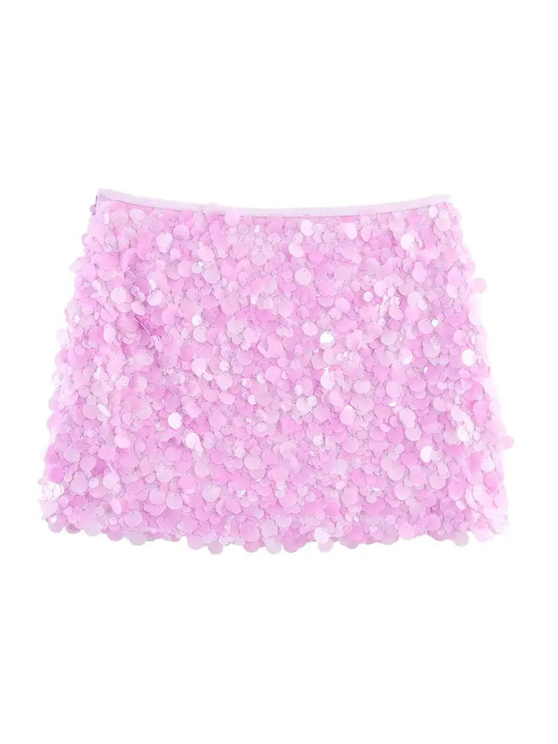 Blush Barbie Sequin Mini Skirt