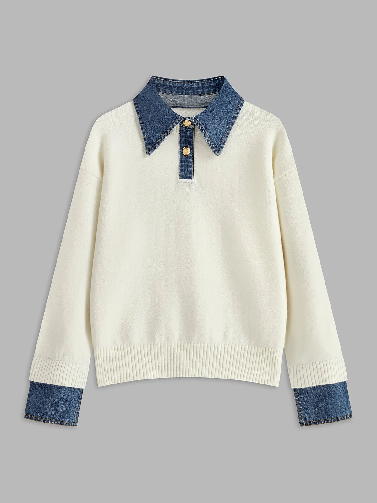 Cozy Hour Denim Knit Sweater