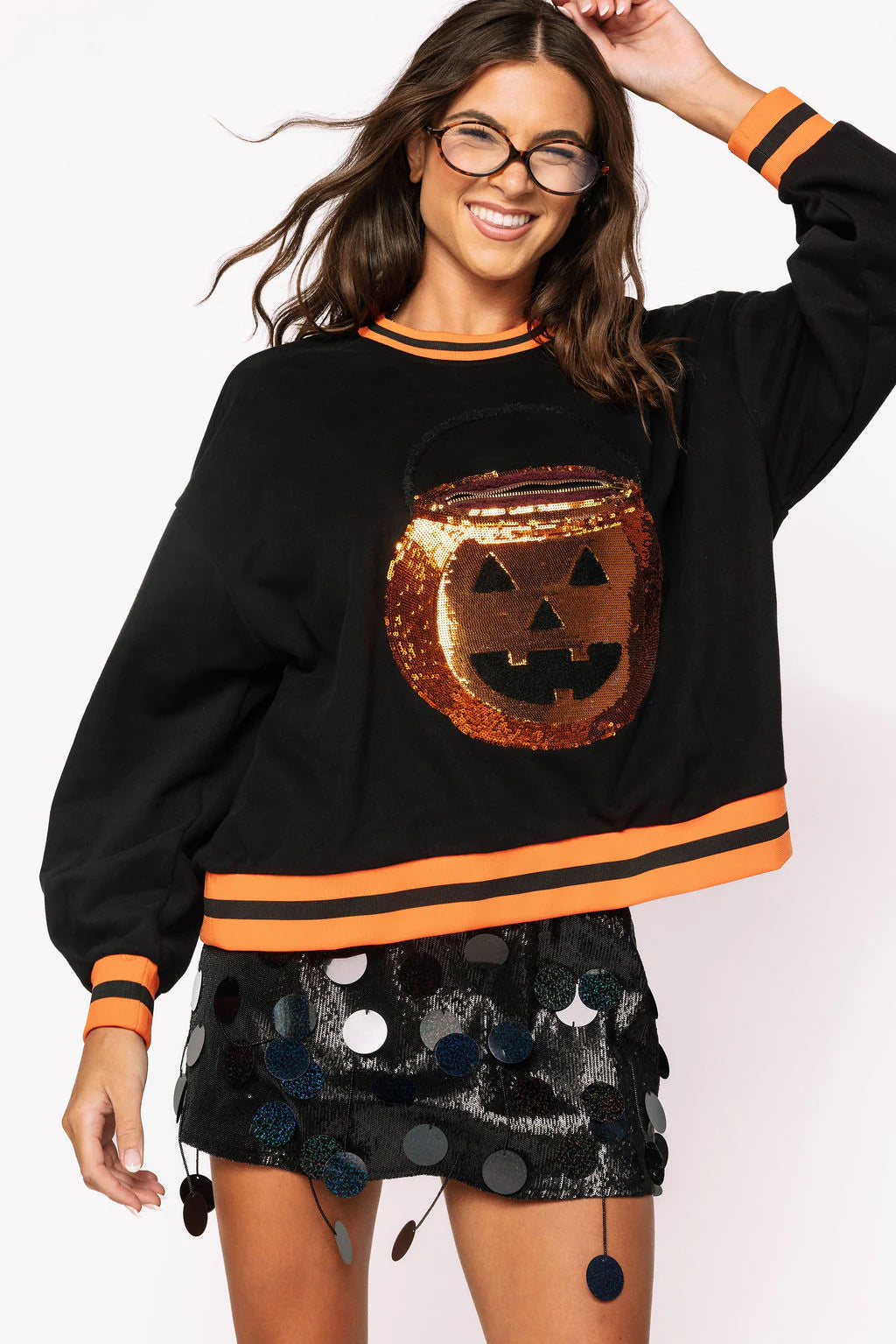 Queen of Sparkles Pumpkin Candy Bucket Sweatshirt