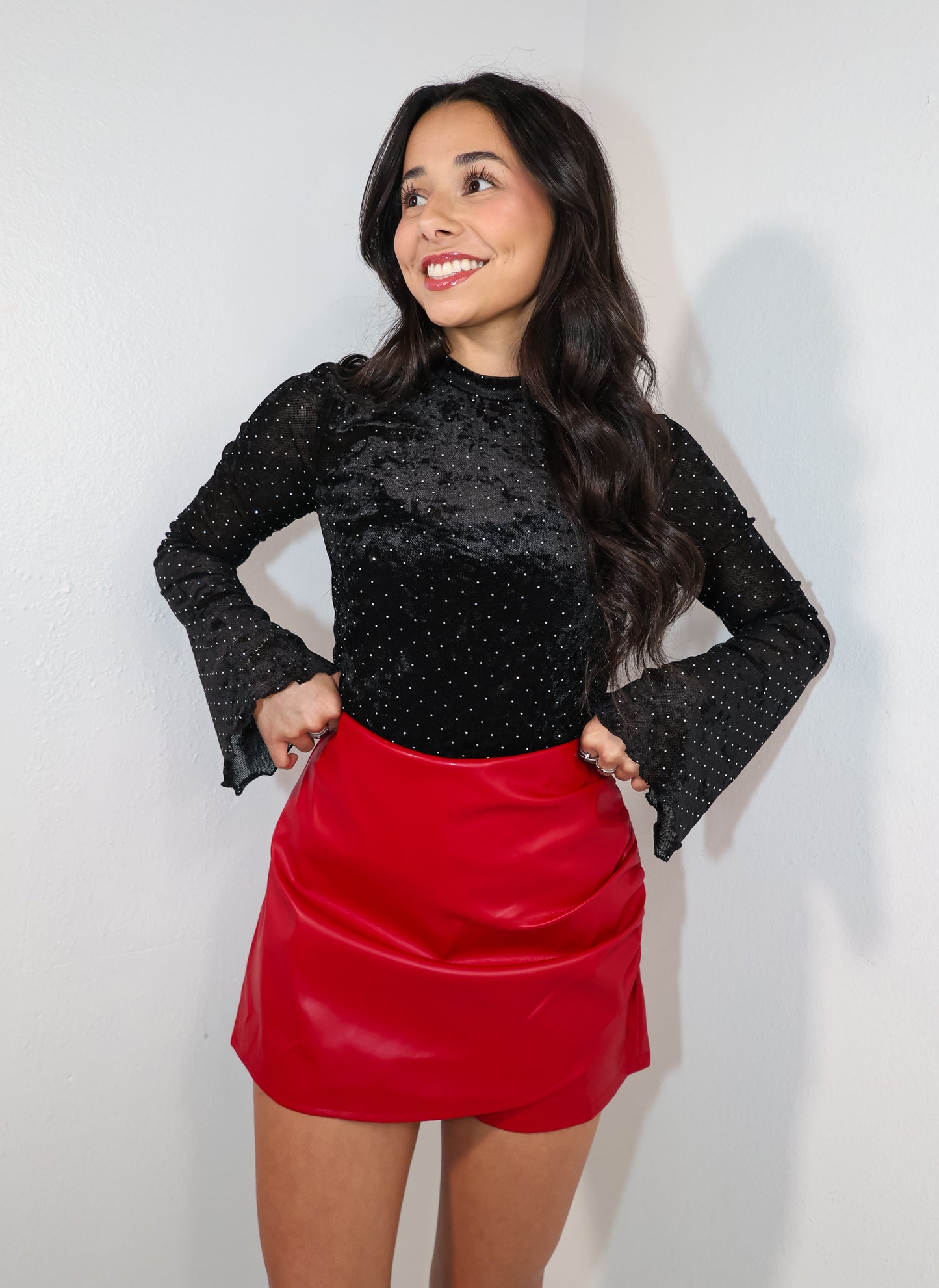 Nightlife Glam Rhinestone Mesh Top