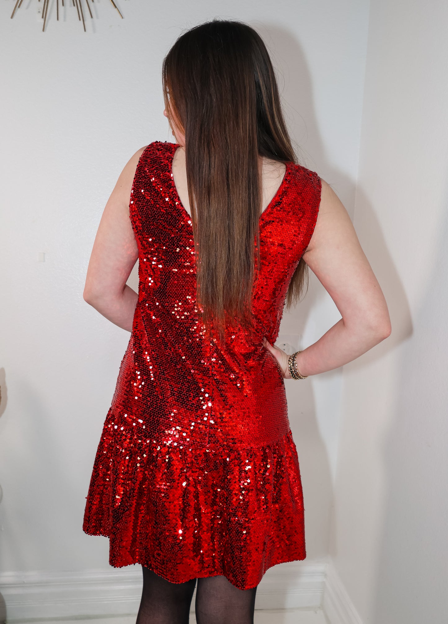 Ruby Red Sequin Party Dress