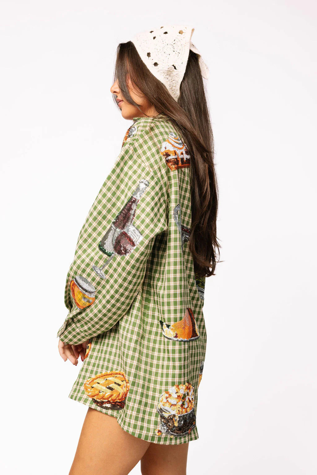 Queen of Sparkles Green Plaid Queen of Turkey Button Up Dress