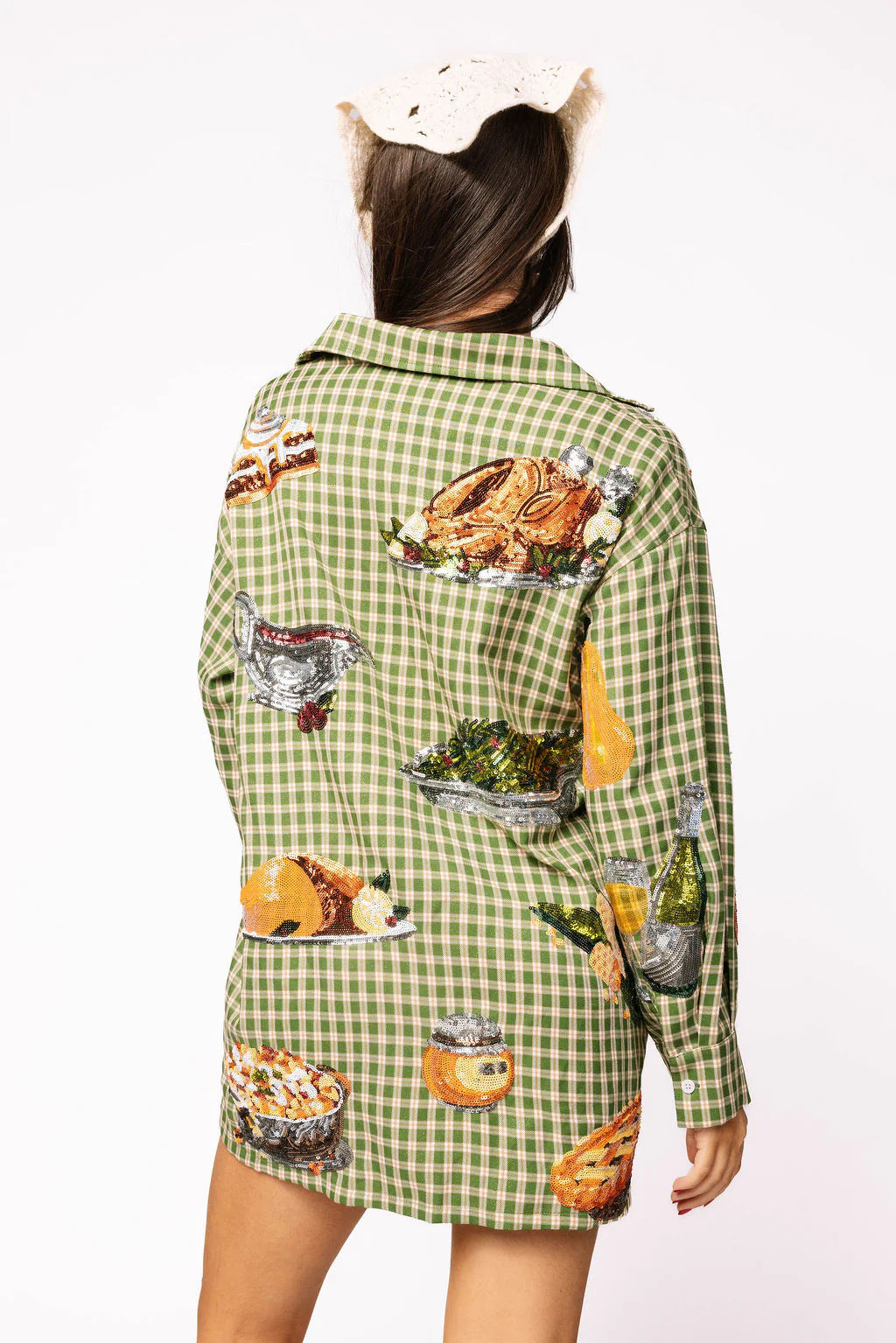 Queen of Sparkles Green Plaid Queen of Turkey Button Up Dress