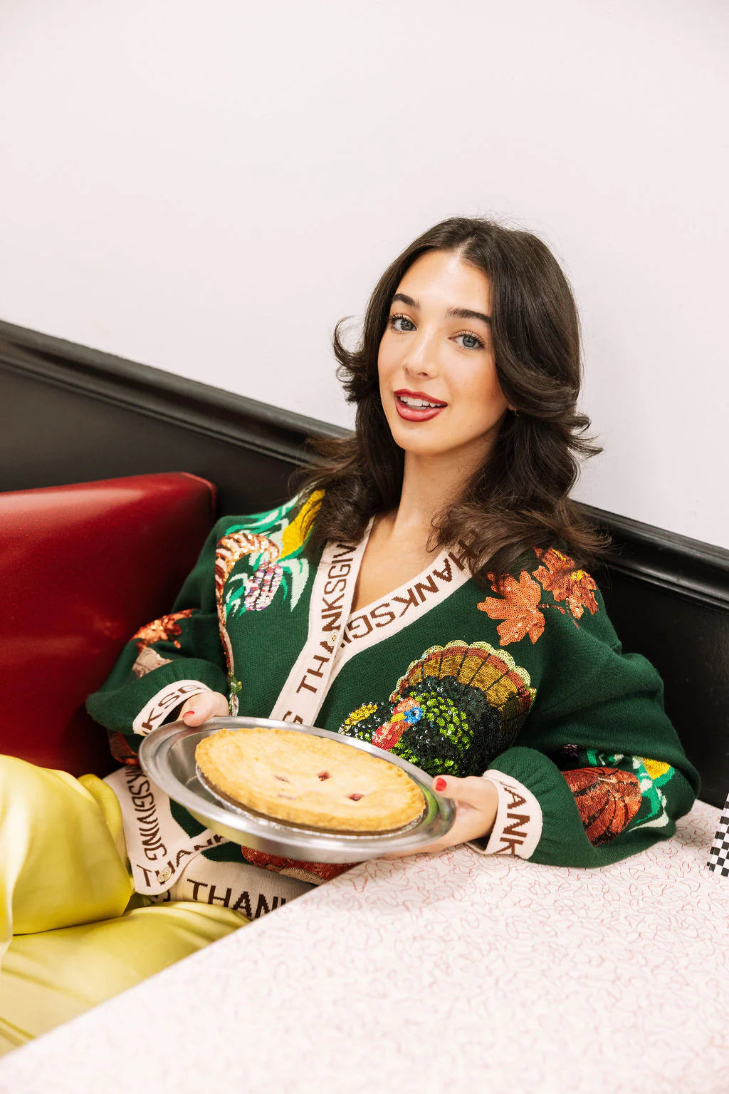Queen of Sparkles Dark Green 'Thanksgiving' Button Cardigan