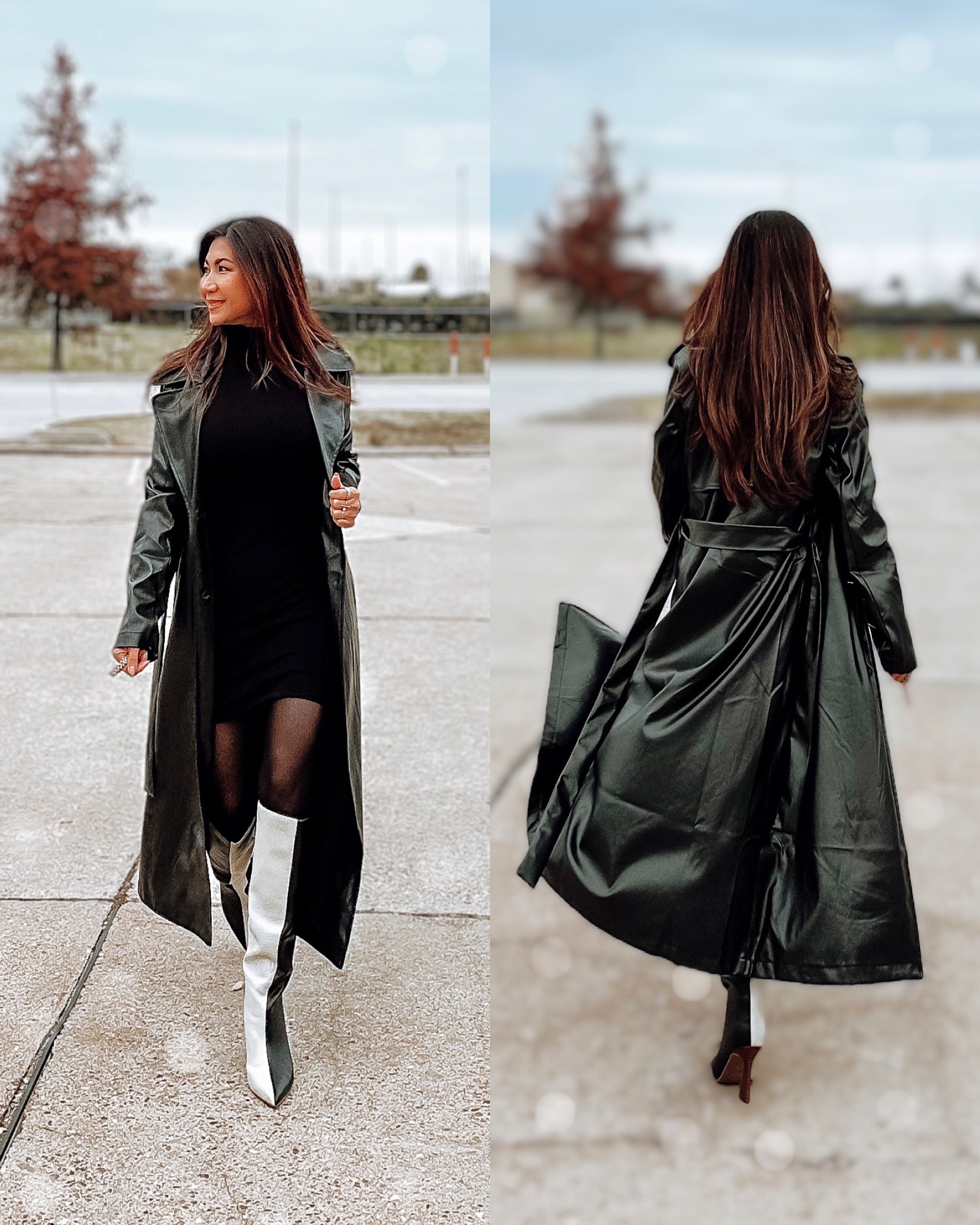 Back In Black Faux Leather Trench Coat
