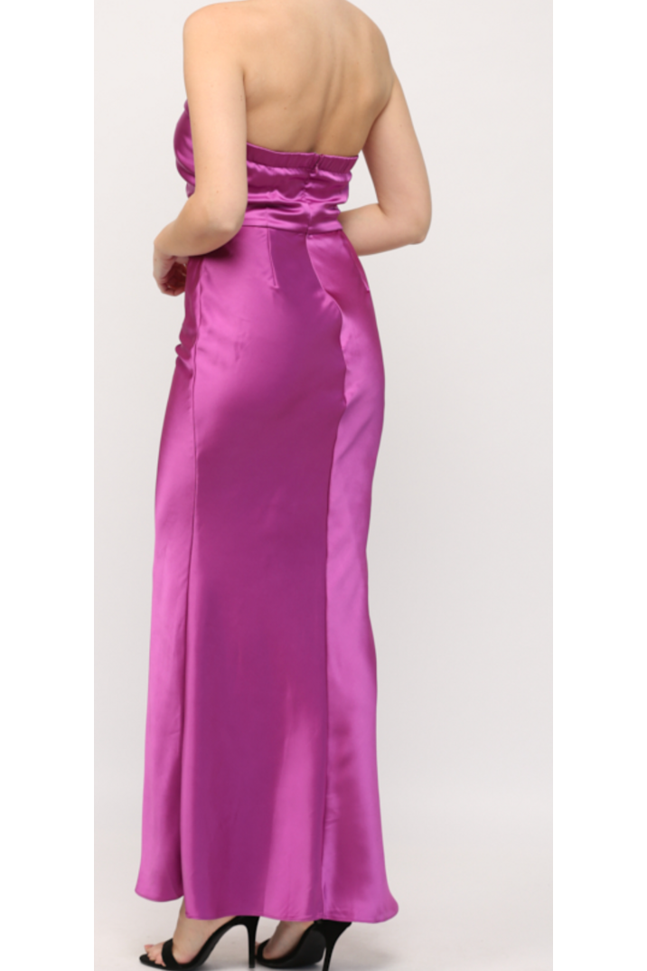 Be Classy Strapless Satin Maxi Dress-Apparel & Accessories-KCoutureBoutique, women's boutique in Bossier City, Louisiana