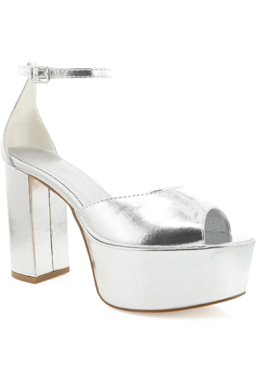 Billini Romara Silver Metallic Heels-Shoes-KCoutureBoutique, women's boutique in Bossier City, Louisiana
