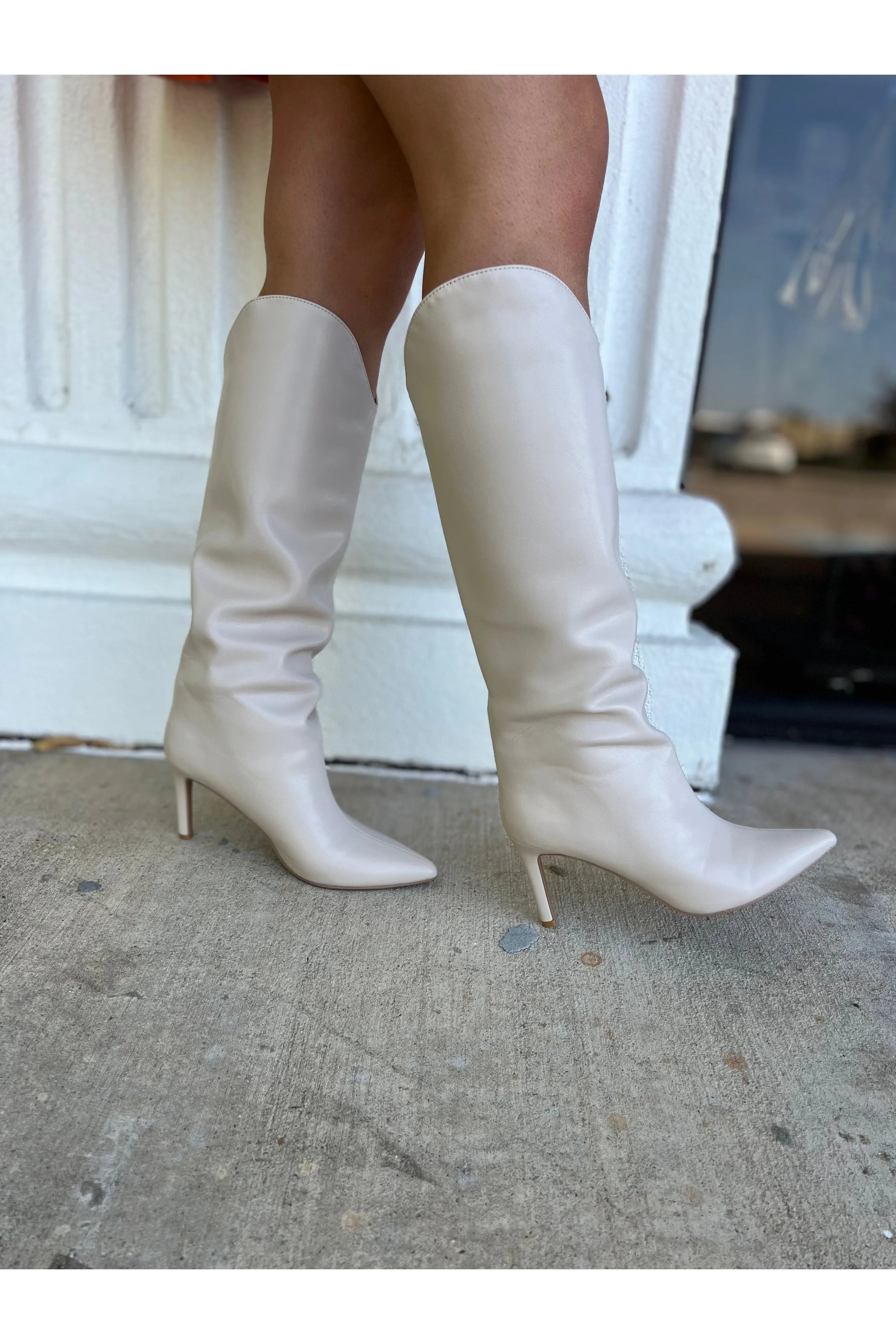 thumbnail image 2 of Chinese Laundry Women's Fiora Knee High Boot | Stiletto Heel Pull On Boots With Pointed Toe 2 of 14