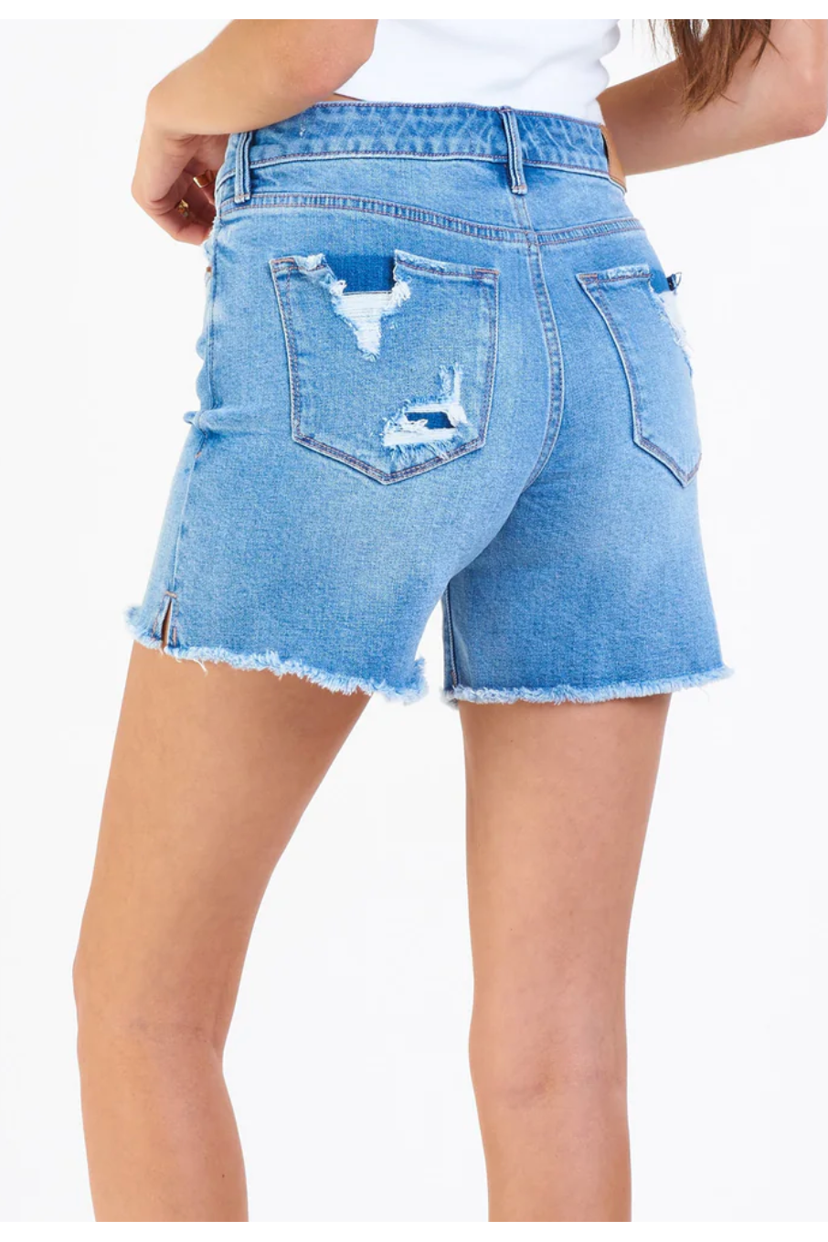 Edgy Julian High Rise Denim Shorts-Apparel & Accessories-KCoutureBoutique, women's boutique in Bossier City, Louisiana