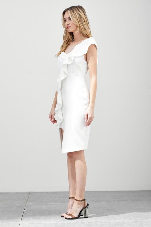 Elegant Moment Ruffle Midi Dress-Dresses-KCoutureBoutique, women's boutique in Bossier City, Louisiana