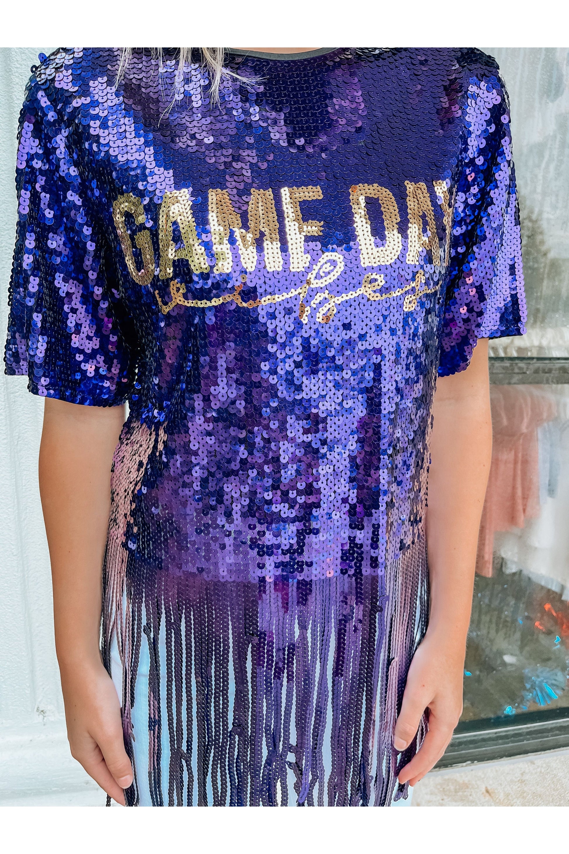 Game Day Sequin Fringe Top-Apparel & Accessories-KCoutureBoutique, women's boutique in Bossier City, Louisiana