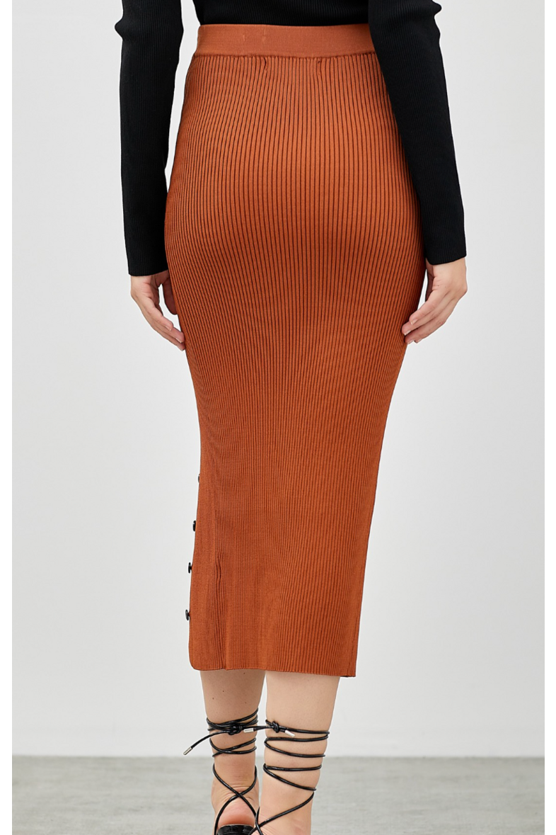 Kelley Knit Button Down Middi Skirt-Apparel & Accessories-KCoutureBoutique, women's boutique in Bossier City, Louisiana