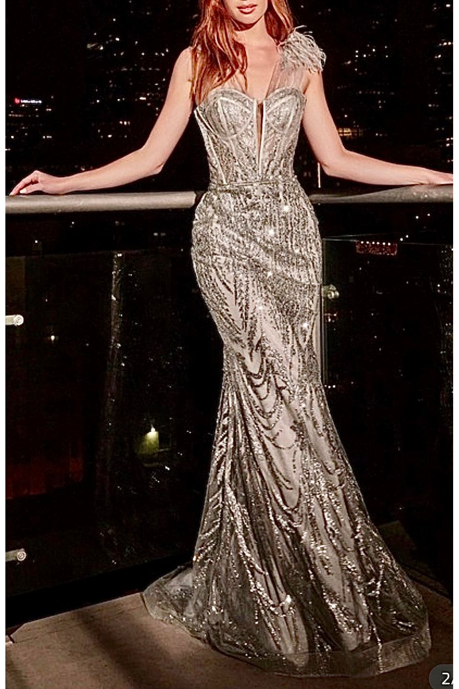 Queen Of The Ice Feathered Evening Dress-Dresses-KCoutureBoutique, women's boutique in Bossier City, Louisiana