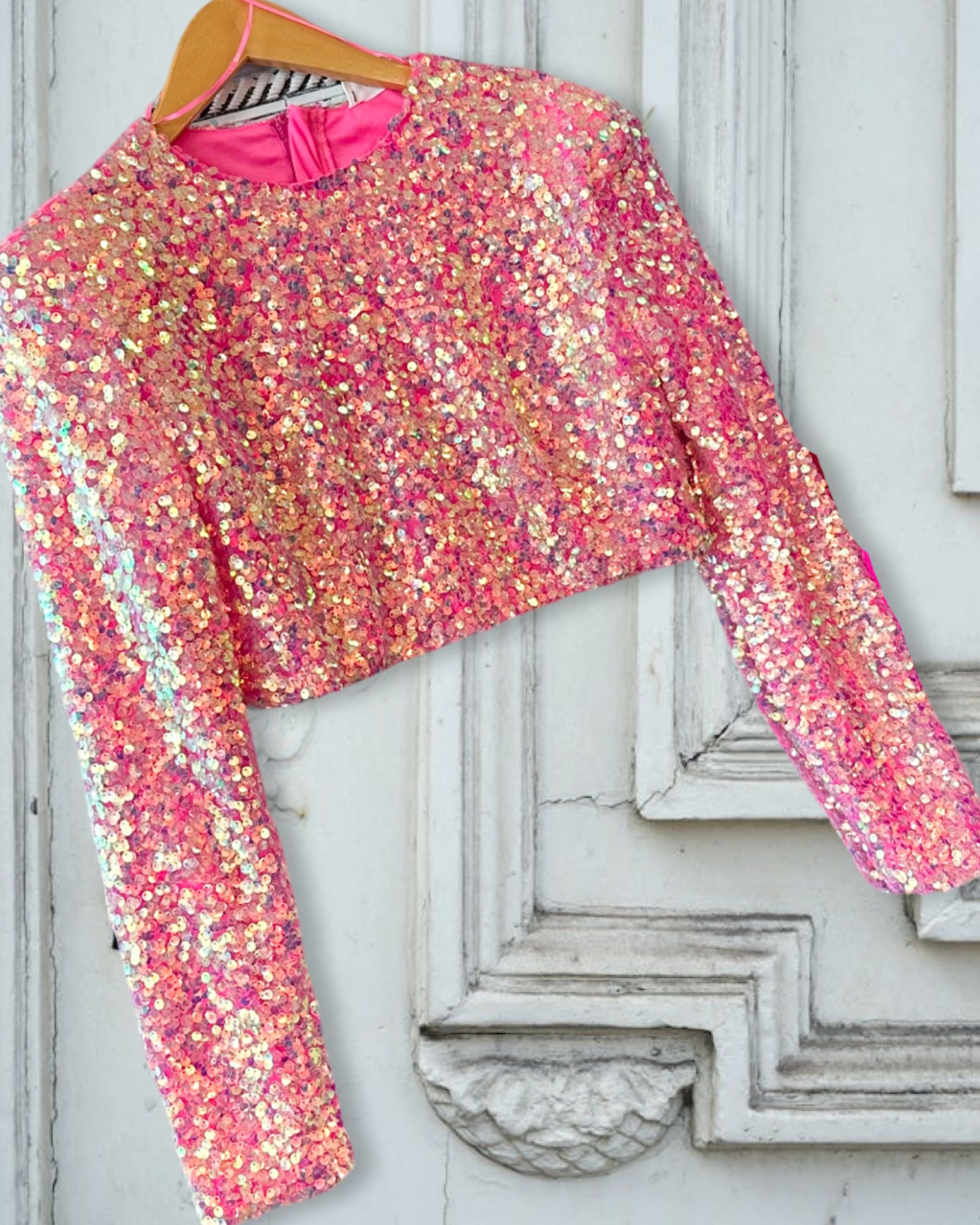 Shine All Night Pink Sequin Cropped Top – KCoutureBoutique