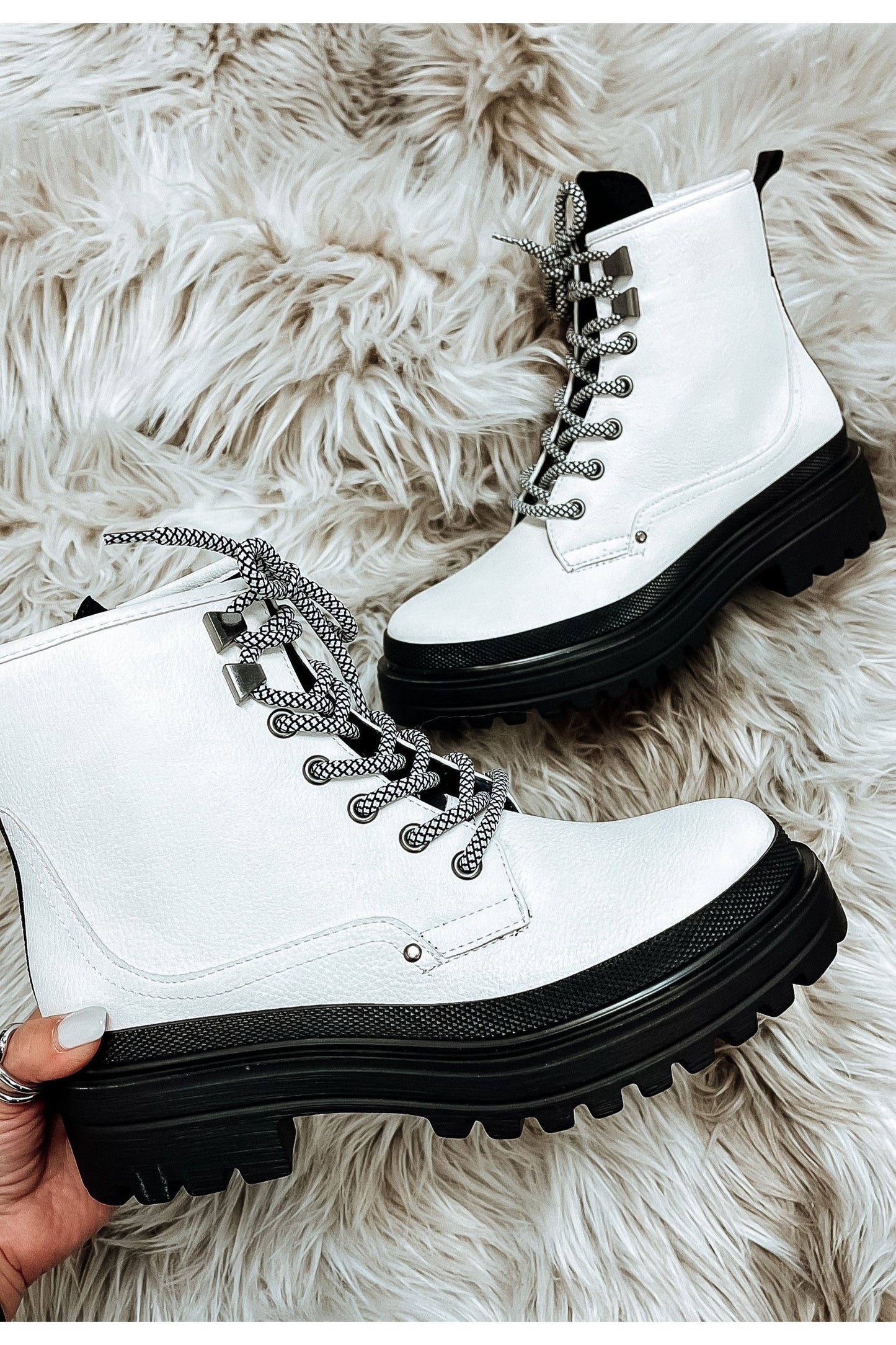 Shu shop White Ymelda Combat Boots-Shoes-KCoutureBoutique, women's boutique in Bossier City, Louisiana