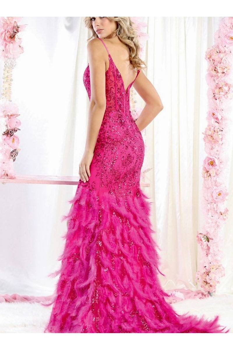 Stunned By You Pink Feather Evening Gown Dresses-Dresses-KCoutureBoutique, women's boutique in Bossier City, Louisiana