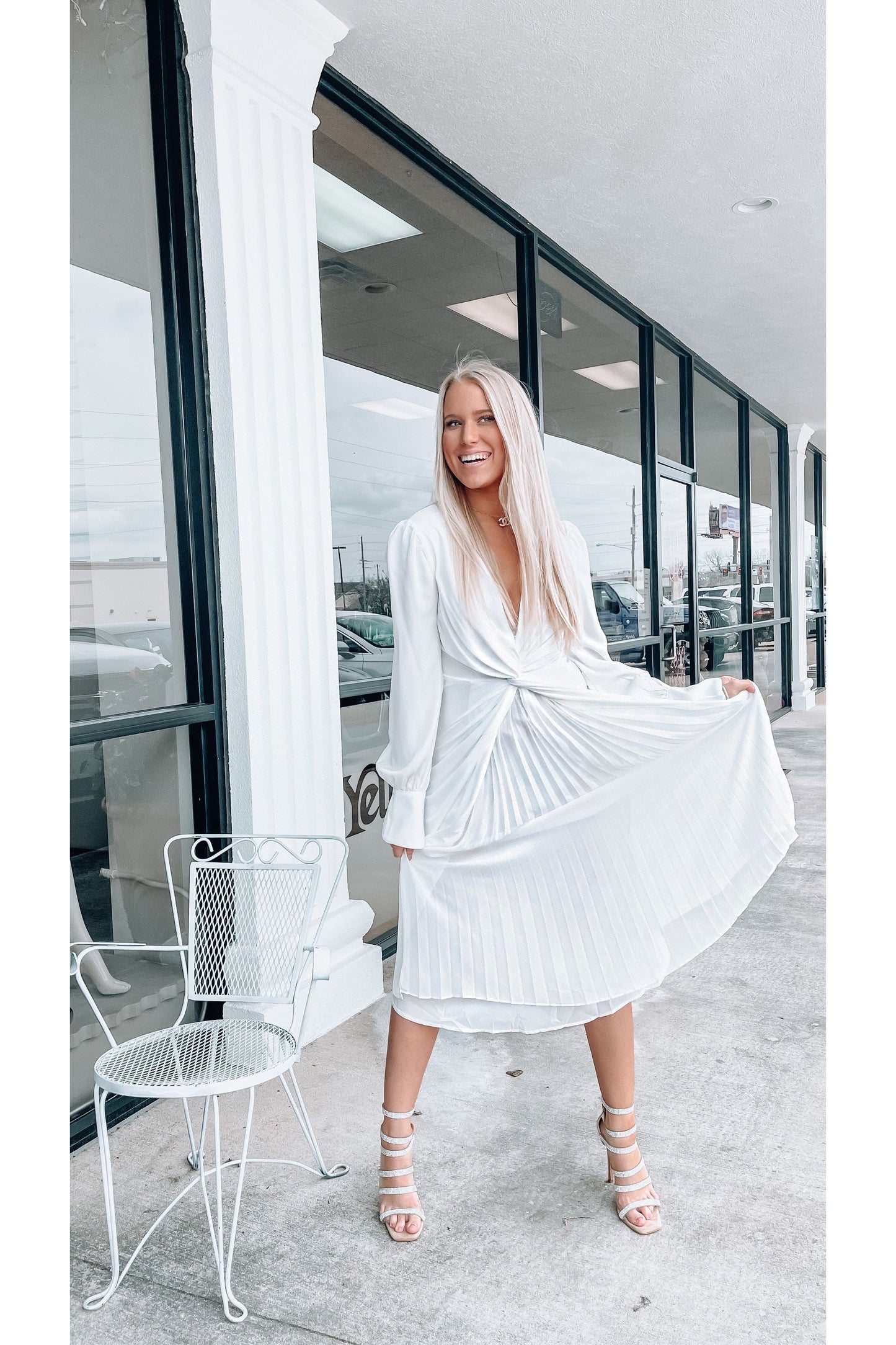 Twist And Shout Front White Dress-Dresses-KCoutureBoutique, women's boutique in Bossier City, Louisiana