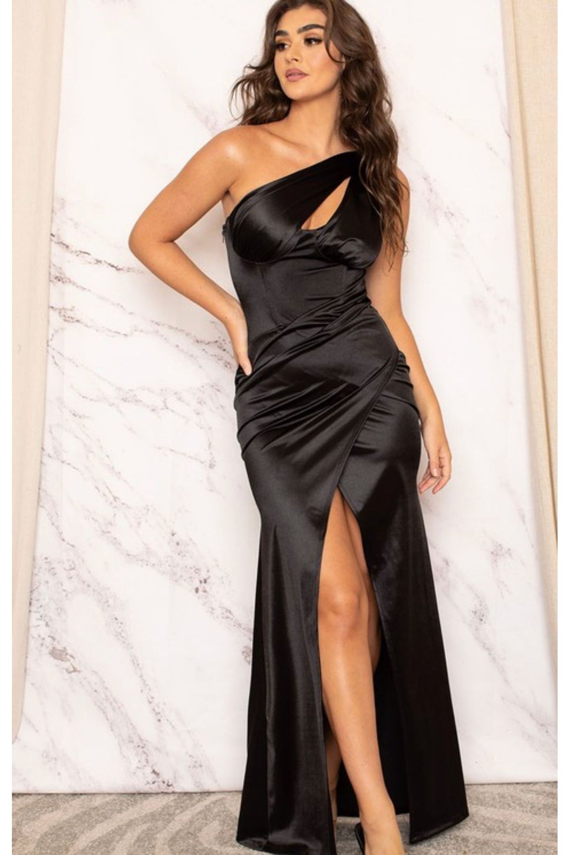 Your Majesty Black Asymmetrical Keyhole Maxi Dress Medium / Black Your Majesty Black Asymmetrical Keyhole Maxi Dress Medium / Black