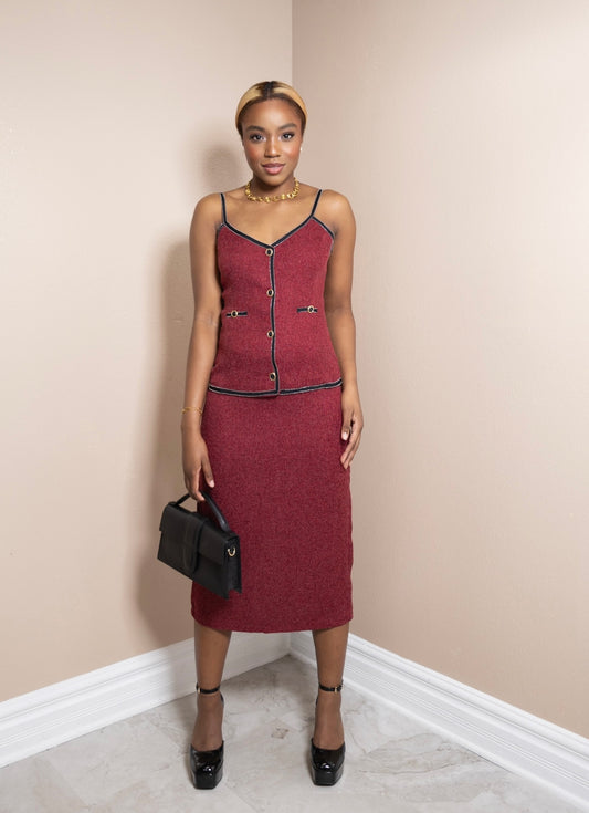 Rouge Lane Tweed Midi Skirt