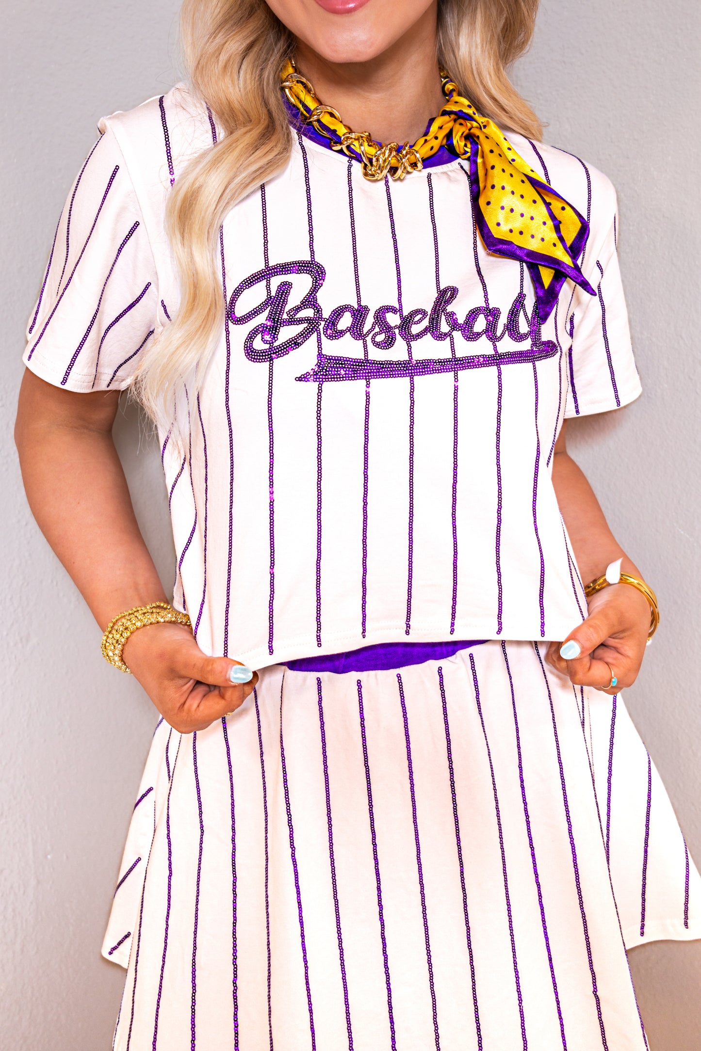 Belle Cher Baseball Striped Jersey Top