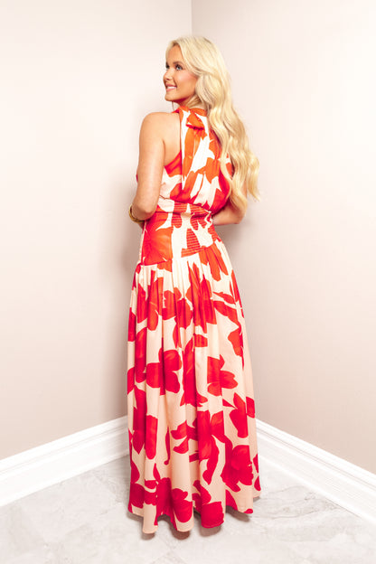Santorini Bloom Halter Dress