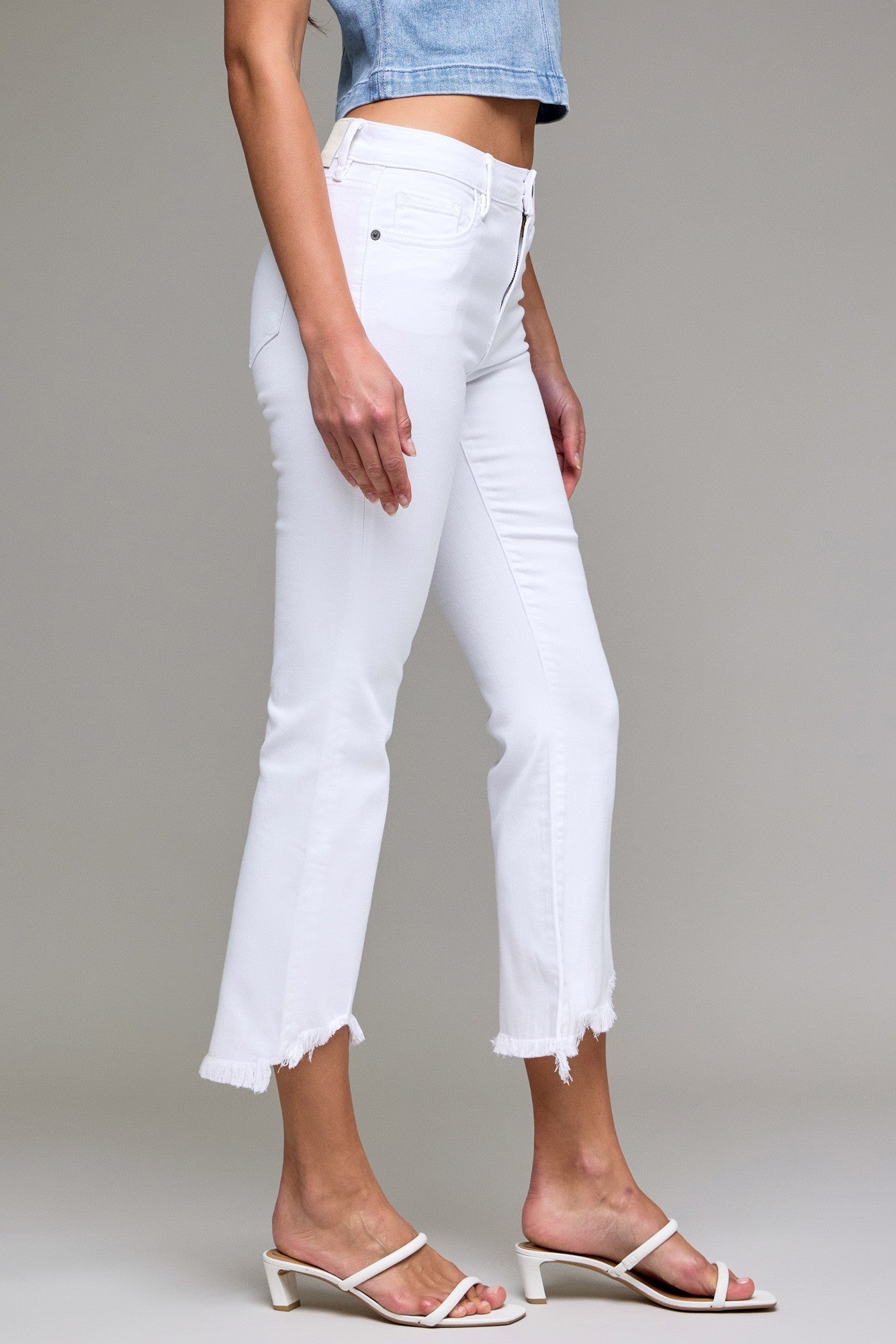 Hidden Happi White Frayed Hem Crop Flare