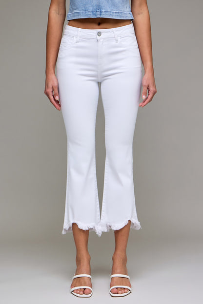 Hidden Happi White Frayed Hem Crop Flare