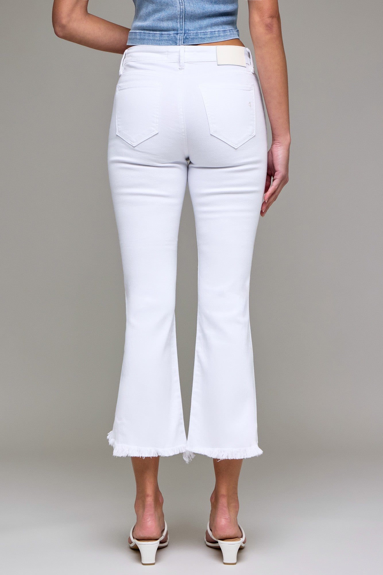Hidden Happi White Frayed Hem Crop Flare