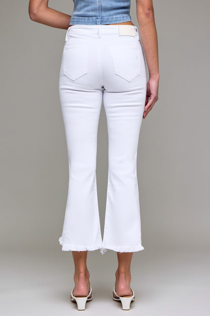 Hidden Happi White Frayed Hem Crop Flare