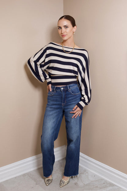 Coastal Ease Boat Neck Sweater Top