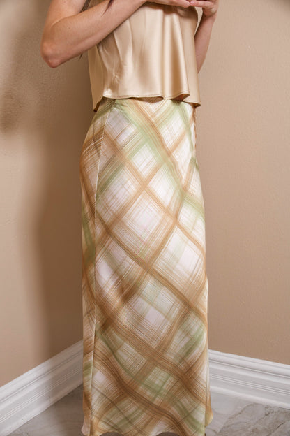 Olive Grove Bias Midi Skirt