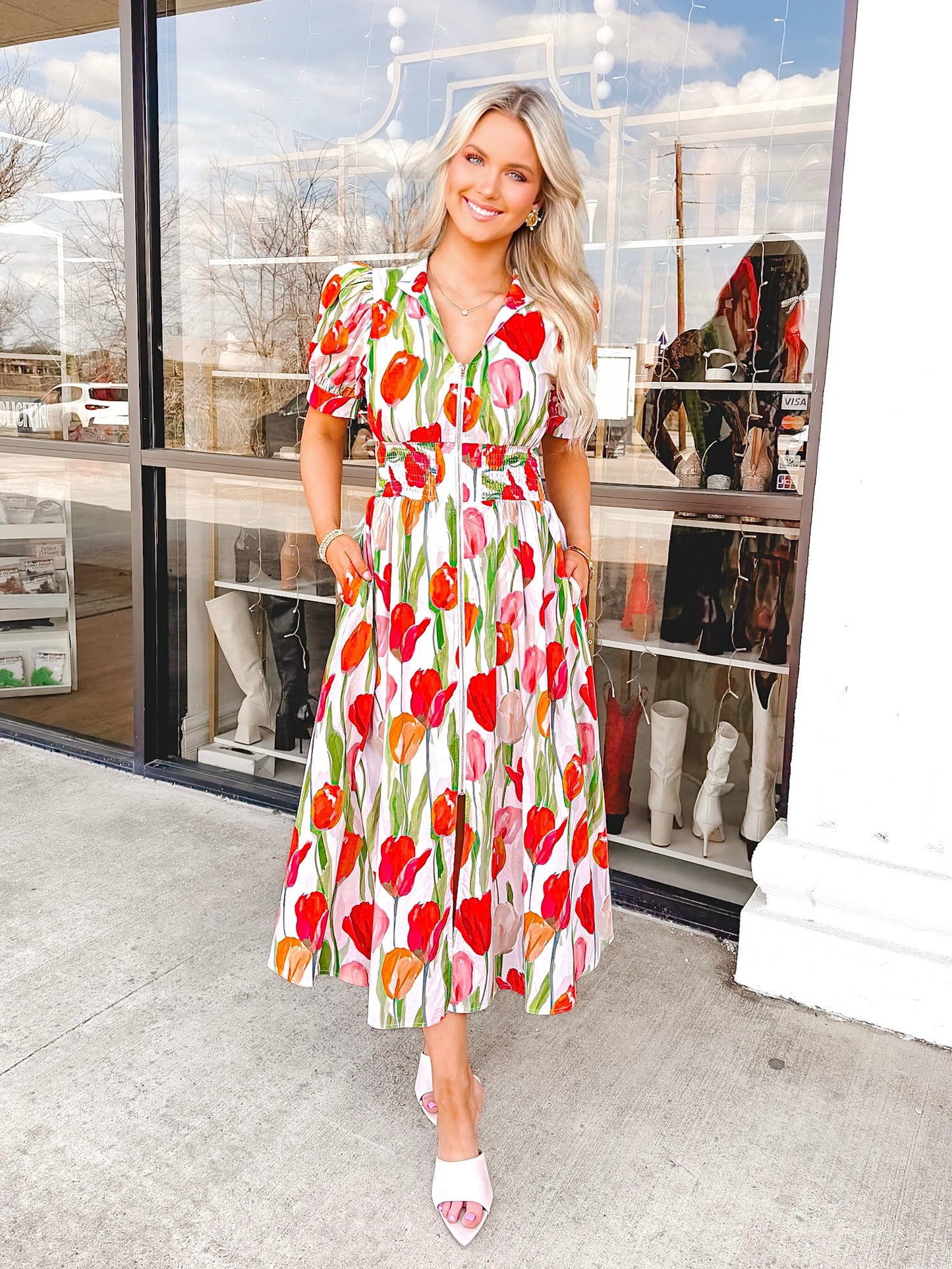 Painted Petals Midi Dress