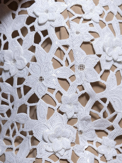 Ivory Garden Lace Sequin Mini Dress